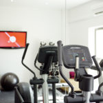 The gym at Mercure Sheffield Parkway Hotel, cross trainer, free weights