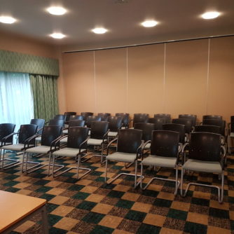 The Peaks Room at Mercure Sheffield Parkway Hotel set up for a theatre-style meeting