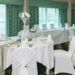 An event suite at Mercure Sheffield Parkway Hotel set up for a wedding breakfast
